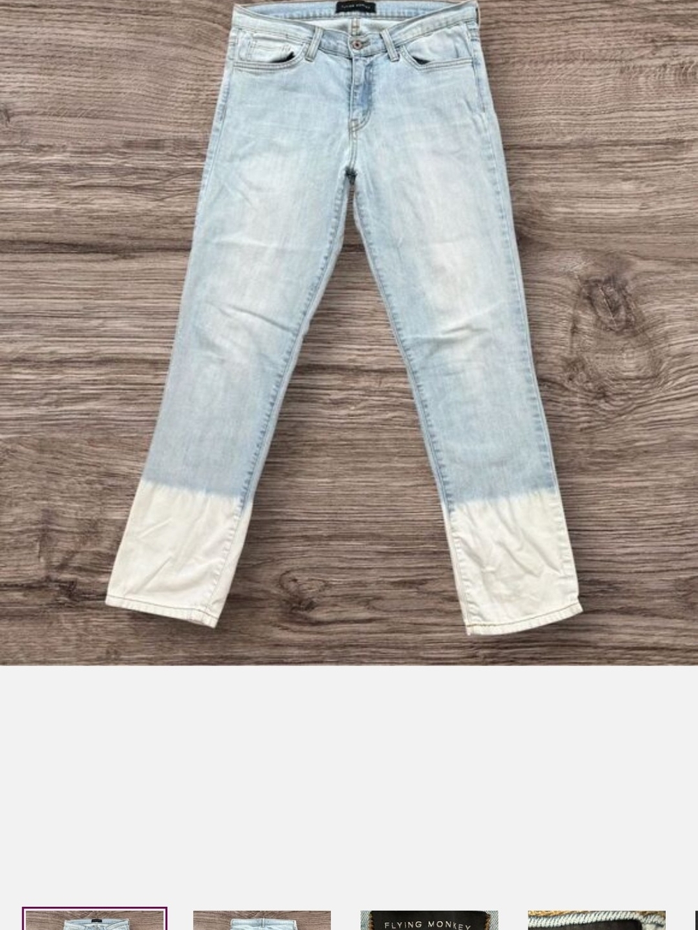 Flying Monkey Light Blue & White Two-Tone Cropped Jeans